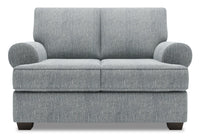 Causeuse Roll de Sofa Lab de 64 po fabriquée au Canada en tissu d’apparence lin avec accoudoirs enroulés - gris Luna Pewter 