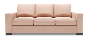 Sofa-lit personnalisable Track de Sofa Lab de 85 po fabriqué au Canada en tissu d’apparence lin avec accoudoirs rectilignes - rose Pax Rose