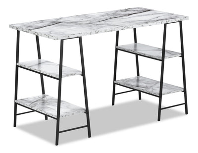 Jonnie Desk - White Marble-Look
