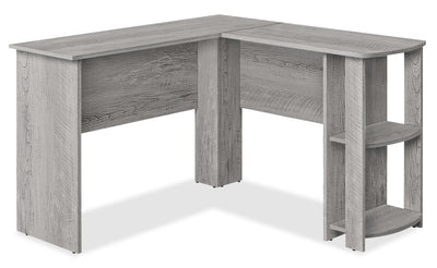 Eason 47" L-Shaped Office Desk with Shelf - Grey|Bureau en forme de L Eason de 47 po avec tablette - gris