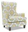 Fauteuil d’appoint à oreilles Sofa Lab personnalisable de 32 po fabriqué au Canada en tissu - Jade multicolore