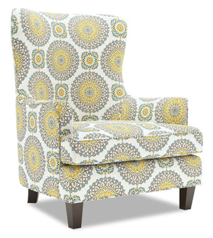 Fauteuil d’appoint à oreilles Sofa Lab personnalisable de 32 po fabriqué au Canada en tissu - Jade multicolore