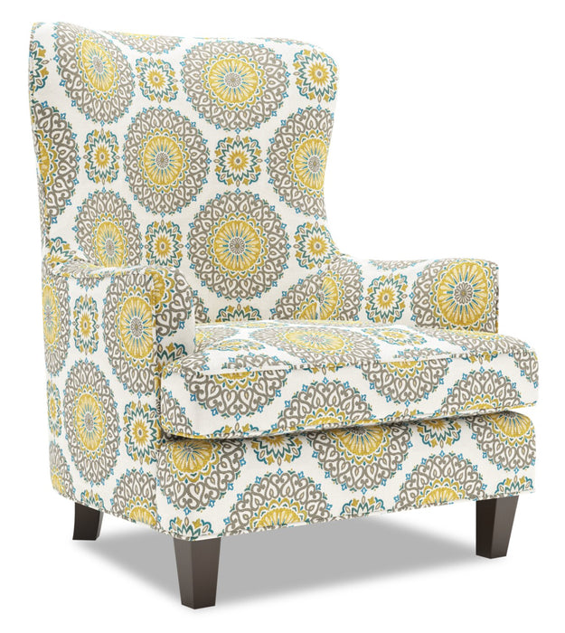 Fauteuil d’appoint à oreilles Sofa Lab personnalisable de 32 po fabriqué au Canada en tissu - Jade multicolore