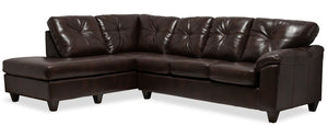 Sofa sectionnel de gauche Addison 2 pièces en tissu Leath-Aire - brun