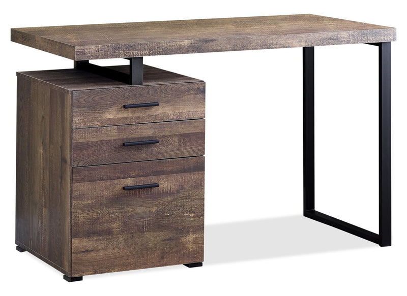 Bureau réversible Clayton de 47,25 po à 3 tiroirs - brun foncé