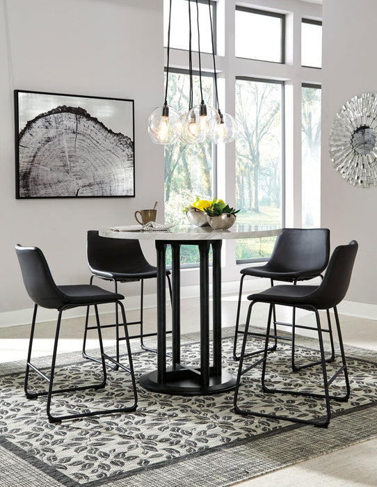 Tabouret Cole de hauteur comptoir en tissu de cuir végétalien et en métal - noir