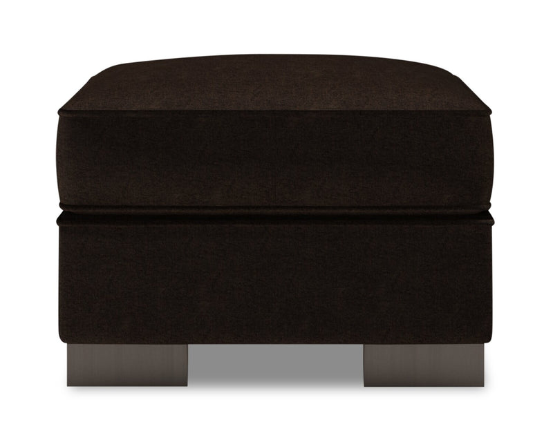 Pouf personnalisable Track de Sofa Lab de 24 po fabriqué au Canada en tissu de chenille - brun Luxury Chocolate