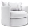 Fauteuil d’appoint pivotant Nest de Sofa Lab personnalisable de 41 po fabriqué au Canada en tissu d’apparence lin - blanc Pax Ice