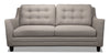 Sofa Novalee de 75,5 po en tissu d’apparence lin avec accoudoirs évasés et capitonnage à boutons - taupe