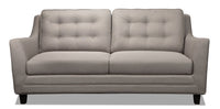  Sofa Novalee de 75,5 po en tissu d’apparence lin avec accoudoirs évasés et capitonnage à boutons - taupe