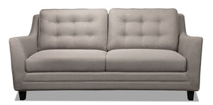 Sofa Novalee de 75,5 po en tissu d’apparence lin avec accoudoirs évasés et capitonnage à boutons - taupe