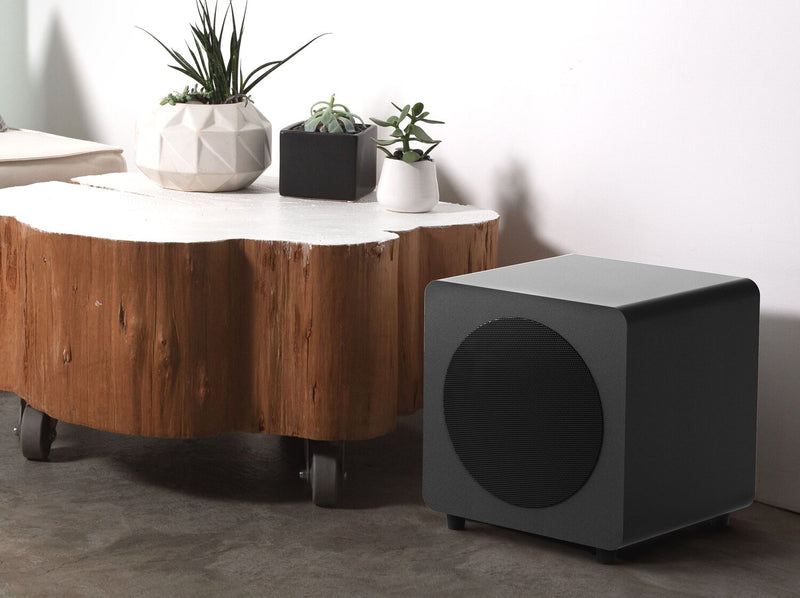 Caisson d’extrêmes graves amplifié et étanche Kanto SUB8 de 300 W de 8 po - noir