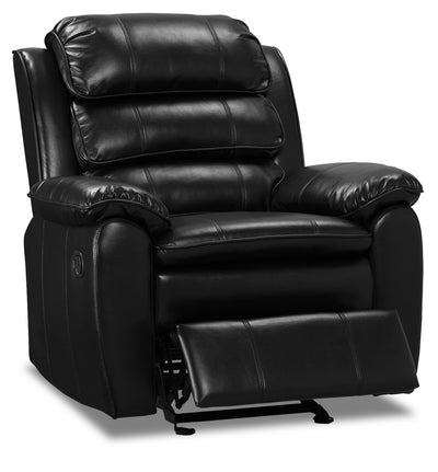 Adam Leather-Look Fabric Glider Recliner - Black 