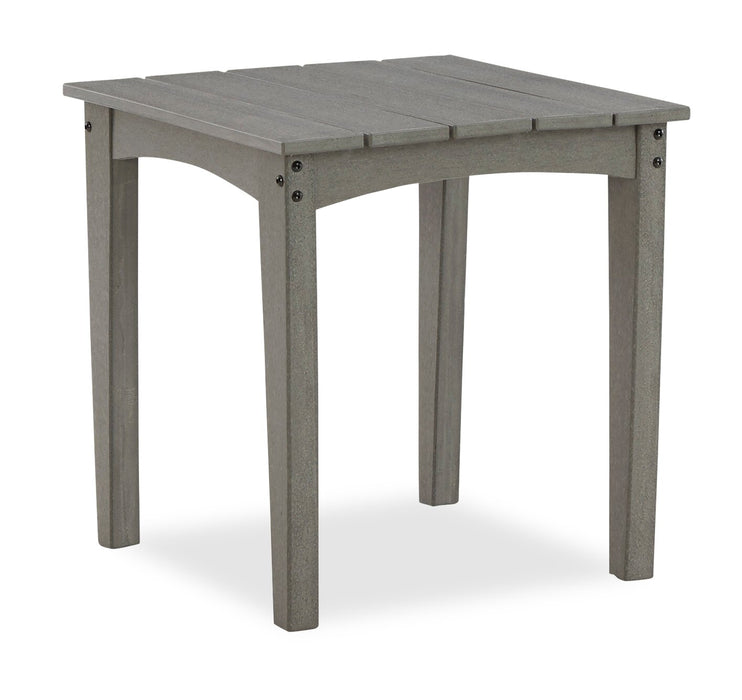 Table de bout Cape pour la terrasse à l’extérieur - 21 po (L), plastique à haute densité, résistante aux rayons UV et aux intempéries - grise
