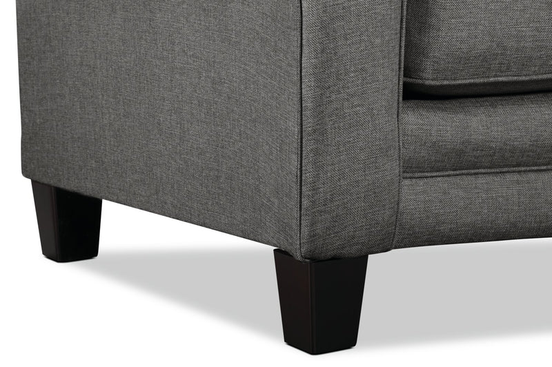 Sofa Tula de 88 po fabriqué au Canada en tissu avec accoudoirs enroulés et coussins décoratifs - gris acier
