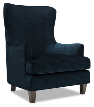 Fauteuil d’appoint à oreilles Sofa Lab personnalisable de 32 po fabriqué au Canada en tissu de chenille - bleu Luxury Indigo