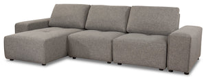 Sofa sectionnel modulaire Modera 5 pièces en tissu d'apparence lin -gris