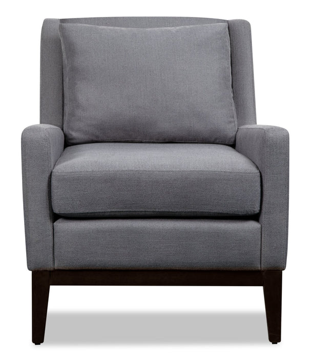 Fauteuil d’appoint Adel de 28,5 po en tissu d’apparence lin avec base en bois - gris foncé