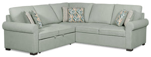 Sofa-lit sectionnel de gauche Haven de Scott Living 2 pièces en tissu de chenille - bleu écume de mer