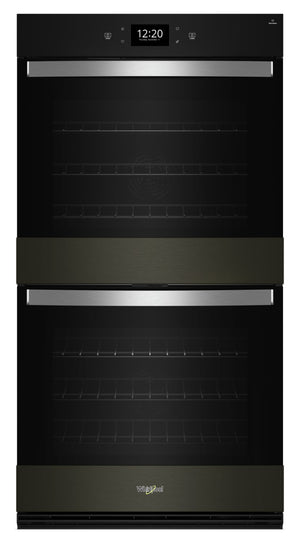 Four mural double électrique Whirlpool de 10 pi³ et de 30 po avec convection véritable - acier inoxydable noir avec fini PrintShieldMC - WOED7030PV