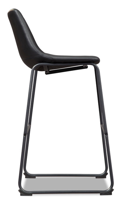 Tabouret bar Cole en tissu de cuir végétalien et en métal - noir