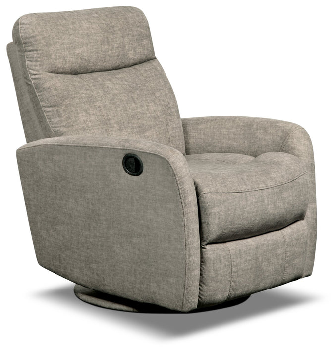 Fauteuil pivotant, coulissant et inclinable Jeffry de 30,3 po en tissu de velours - beige pierre