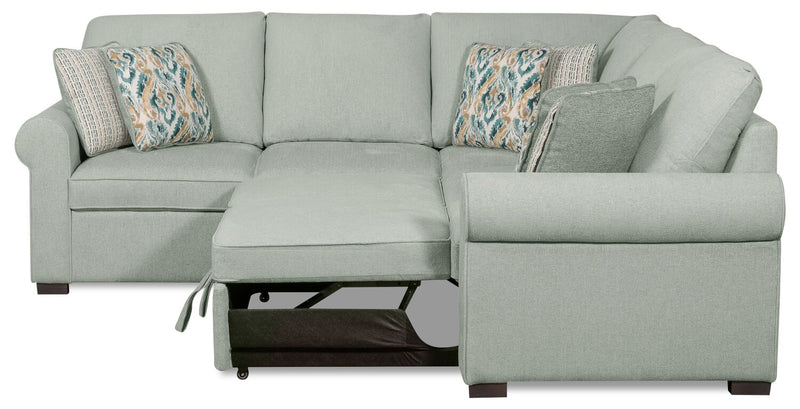 Sofa-lit sectionnel de droite Haven de Scott Living 2 pièces en tissu de chenille - bleu écume de mer