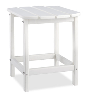 Table de bout Bask pour la terrasse à l’extérieur - 15 po (L), plastique à haute densité, résistante aux rayons UV et aux intempéries - blanche