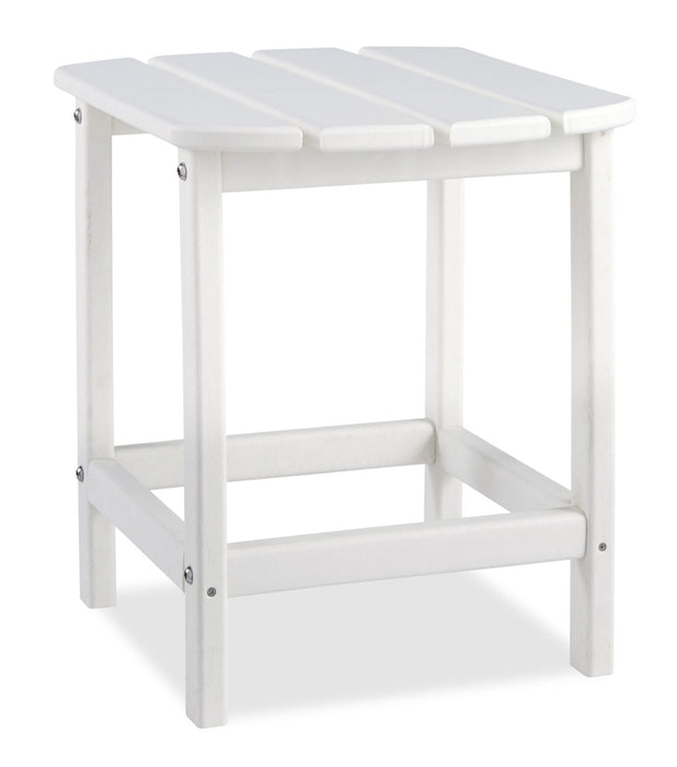 Table de bout Bask pour la terrasse à l’extérieur - 15 po (L), plastique à haute densité, résistante aux rayons UV et aux intempéries - blanche