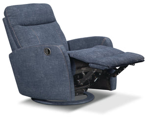 Fauteuil pivotant, coulissant et inclinable Jeffry de 30,3 po en tissu de velours - bleu indigo