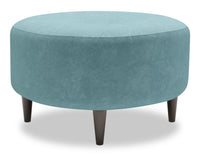  Pouf The Curve de Sofa Lab de 31 po fabriqué au Canada en tissu de velours - bleu Sea Blue 