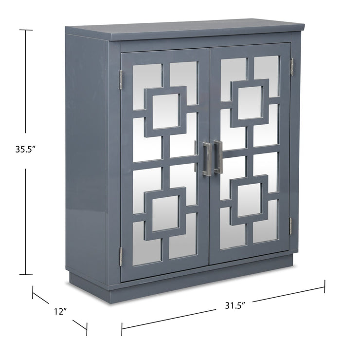 Armoire décorative Darci de 31,5 po avec portes en miroir - grise