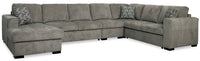  Sofa-lit sectionnel de gauche Izzy 5 pièces en chenille - étain 