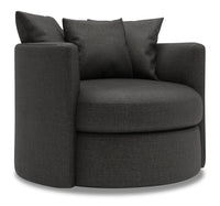  Fauteuil d’appoint pivotant Nest de Sofa Lab de 41 po fabriqué au Canada en tissu d’apparence lin -  gris Luna Kohl 