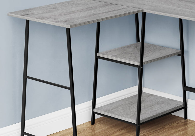 Bureau en forme de L Evlin de 42 po à tablettes - gris