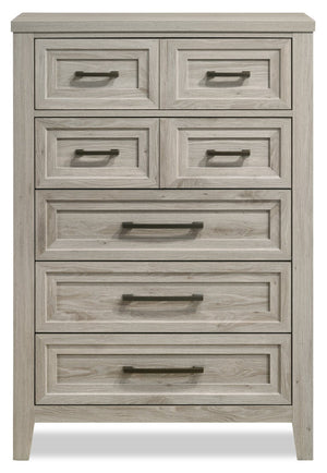 Commode verticale Lara de 33,9 po (L) x 50,5 po (H) à 5 tiroirs pour la chambre à coucher - gris antique