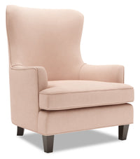  Fauteuil d’appoint à oreilles de Sofa Lab de 32 po fabriqué au Canada en tissu d’apparence lin - rose Pax Rose 