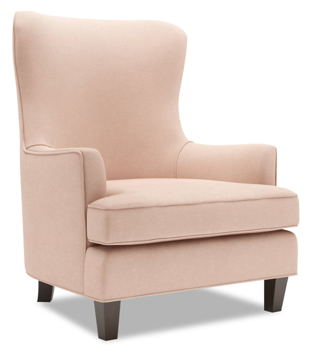Fauteuil d’appoint à oreilles de Sofa Lab personnalisable de 32 po fabriqué au Canada en tissu d’apparence lin - rose Pax Rose