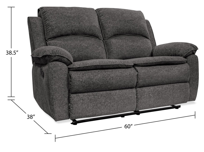 Causeuse inclinable Chandler de 60 po en tissu de chenille - gris