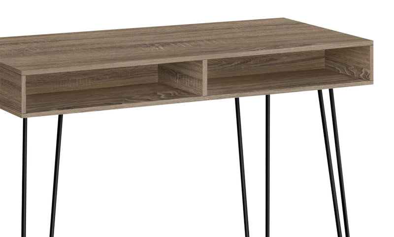 Bureau Ezra de 40 po avec compartiments ouverts - taupe