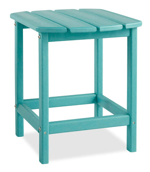 Table de bout Bask pour la terrasse à l’extérieur - 15 po (L), plastique à haute densité, résistante aux rayons UV et aux intempéries - turquoise