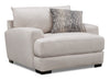 Fauteuil Fawn de 49 po en tissu d’apparence lin avec coussin décoratif et pattes en bois - gris