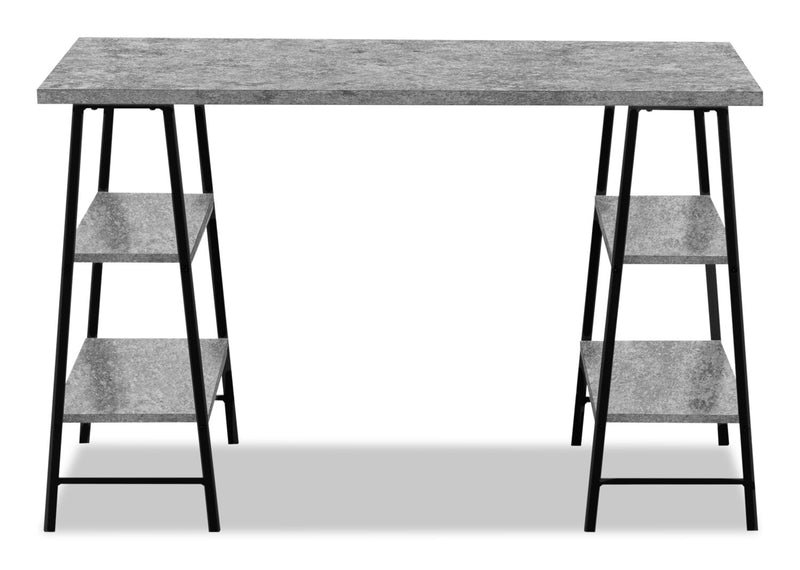 Bureau Jonnie de 47,25 po avec pattes de type chevalet - imitation de pierre grise