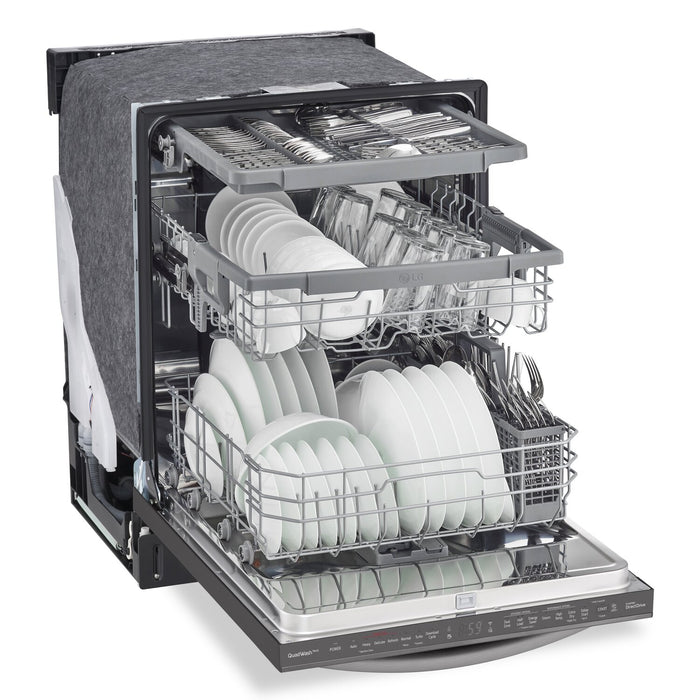 Lave-vaisselle intelligent encastré LG à 46 dBA de 24 po avec commandes sur le dessus et QuadWashMC - acier inoxydable noir Smudge-ProofMD - LDTS5552D