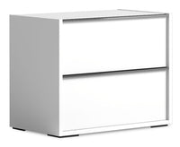  Table de nuit Raia à 2 tiroirs - fabriquée en Italie, 24 po (L) x 22 po (H), moderne - blanche