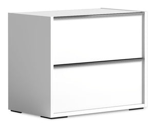 Table de nuit Raia à 2 tiroirs - fabriquée en Italie, 24 po (L) x 22 po (H), moderne - blanche