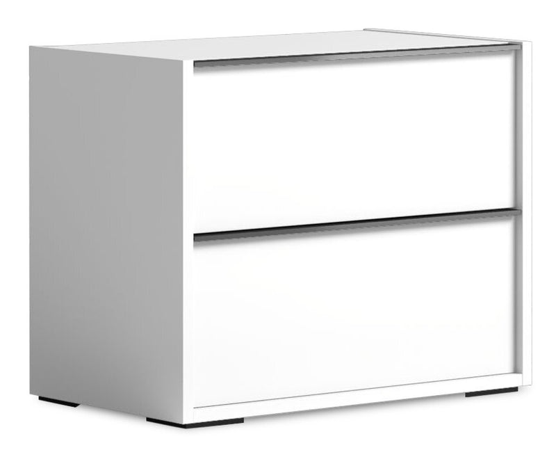 Table de nuit Raia à 2 tiroirs - fabriquée en Italie, 24 po (L) x 22 po (H), moderne - blanche