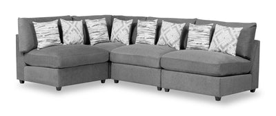 Scott Living Evolve Modular 4-Piece Linen-Look Fabric Sectional with Feather Down Cushions - Charcoal Grey | Sofa sectionnel modulaire Evolve de Scott Living 4 pièces en tissu d’apparence lin avec coussins en duvet et plumes - gris anthracite