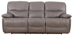 Sofa à inclinaison électrique Franco en cuir véritable - gris