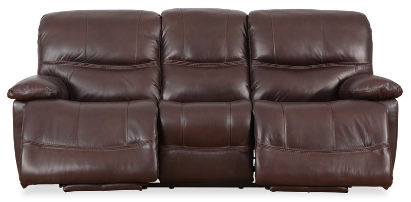 Sofa à inclinaison électrique Franco de 89 po en cuir véritable avec position zéro gravité et ports USB - brun